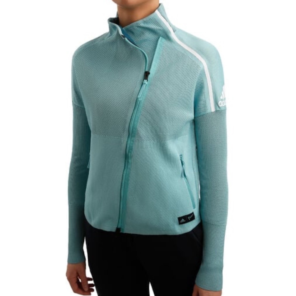 Adidas Women's Z.N.E. Heartracer Parley Jacket (Blue Spirit/Petrol Night) Large - Picture 15 of 15